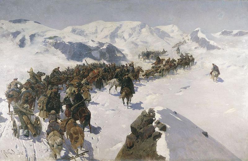 Franz Roubaud Count Argutinsky crossing the Caucasian range oil painting image